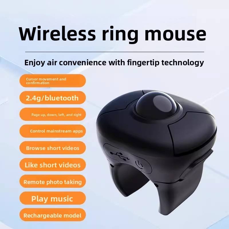 2.4G Blue-tooth Wireless Remote Control Mice Trackball Finger Ring Mouse for Short Video/PPT Speech/In-Vehicle Display Screen - Image 3